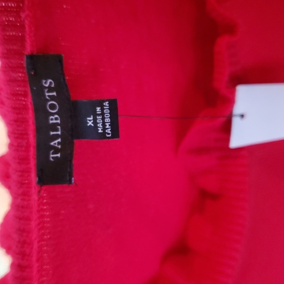Talbots Red Ruffled Neck Long Sleeve Sz. XL Sweater NWT - Picture 4 of 10